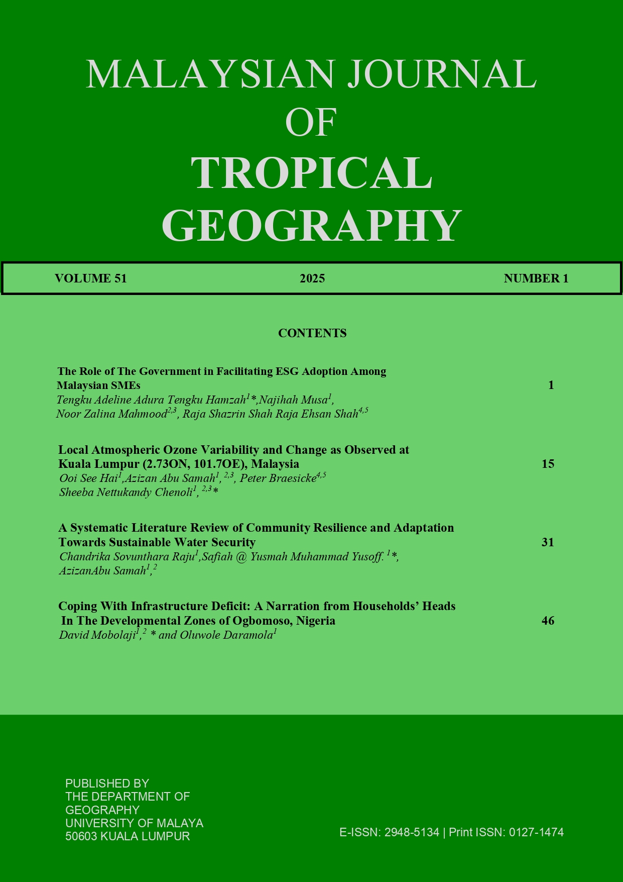 					View Vol. 51 No. 1 (2025): MJTG VOLUME 51, 2025
				