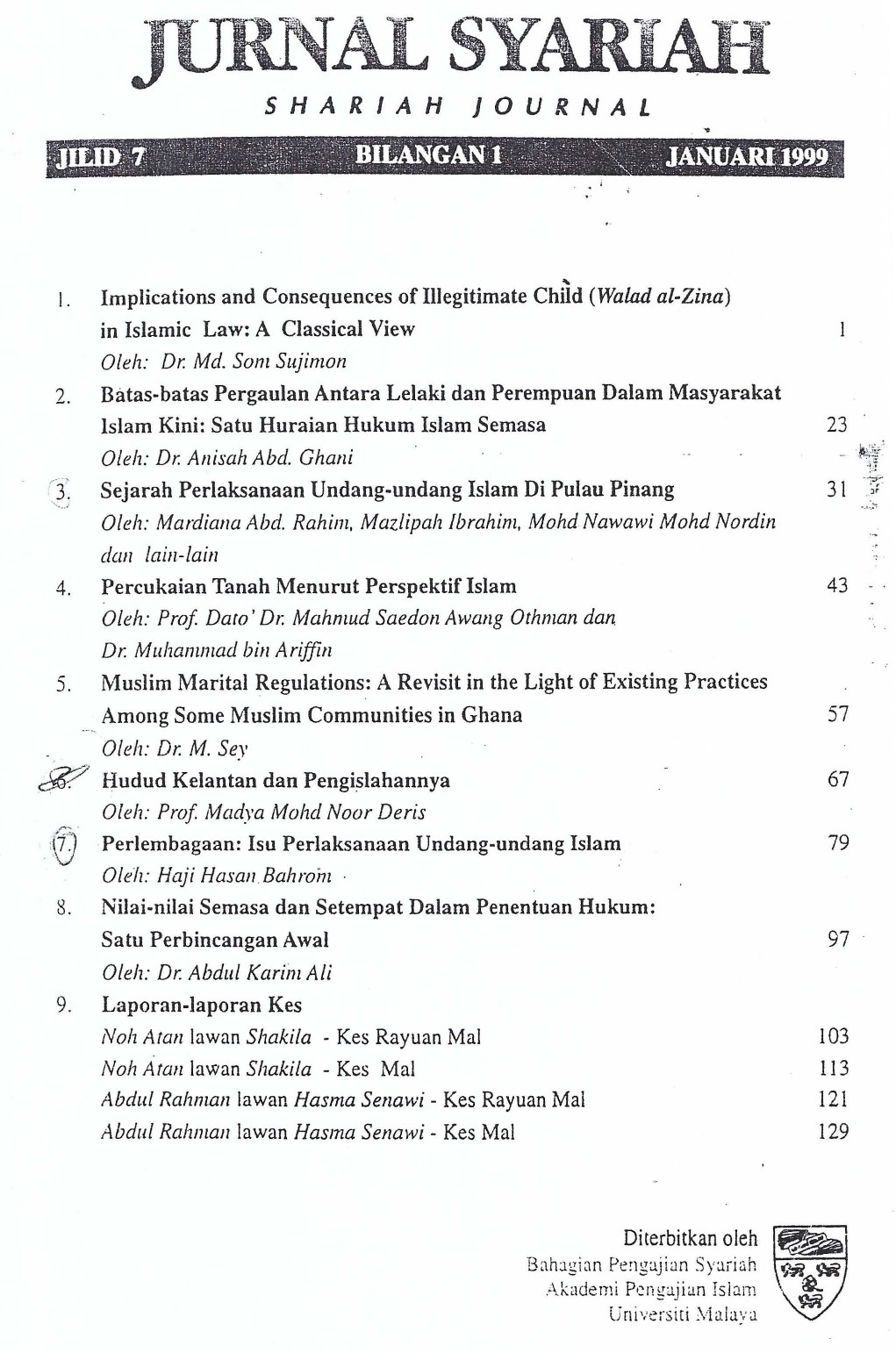 View Vol. 7 No. 1 (1999): Jurnal Syariah